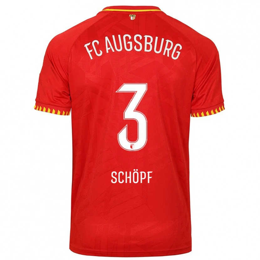 Danxen Niño Camiseta Julia Schöpf #3 Rojo Amarillo 2ª Equipación 2025/26 La Camisa