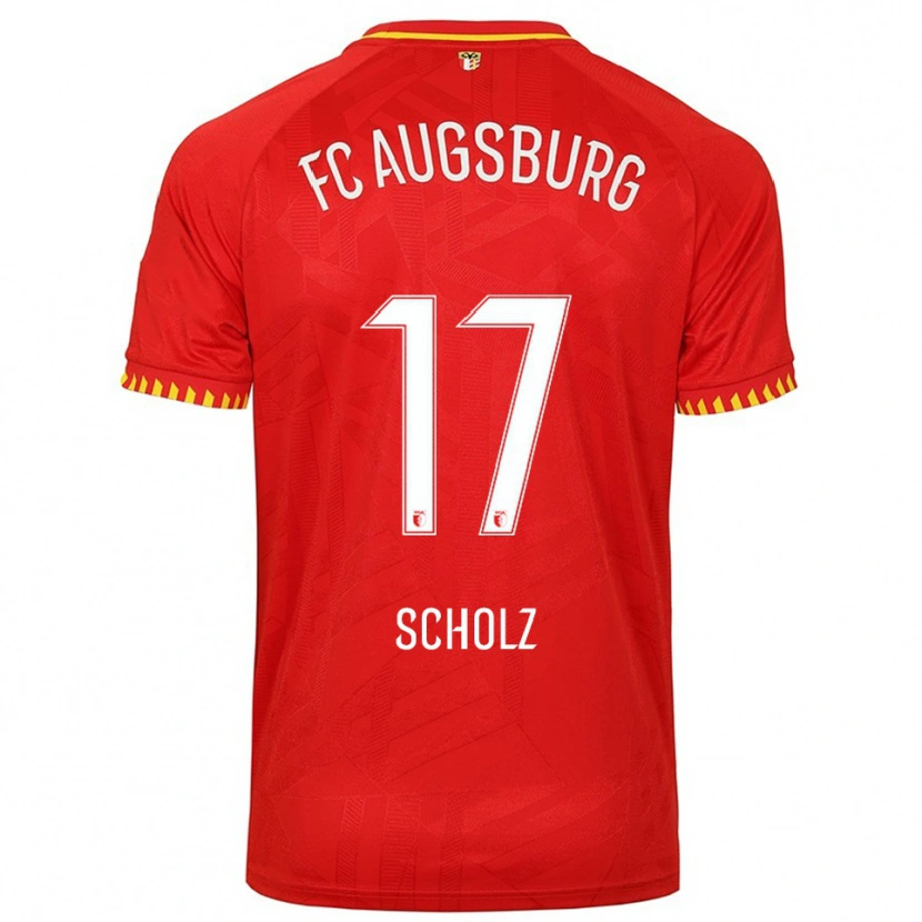 Danxen Niño Camiseta Jerome Scholz #17 Rojo Amarillo 2ª Equipación 2025/26 La Camisa