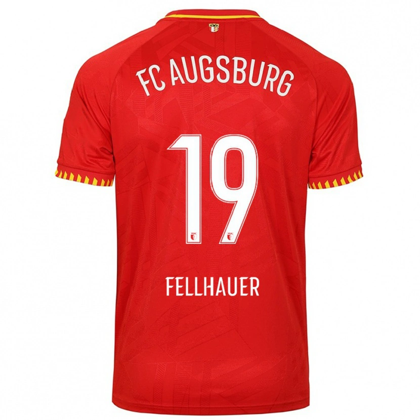 Danxen Niño Camiseta Robin Fellhauer #19 Rojo Amarillo 2ª Equipación 2025/26 La Camisa