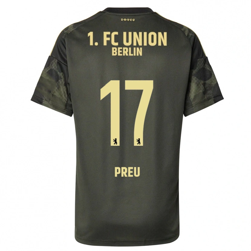 Danxen Niño Camiseta David Preu #17 Verde Oscuro Negro 2ª Equipación 2025/26 La Camisa