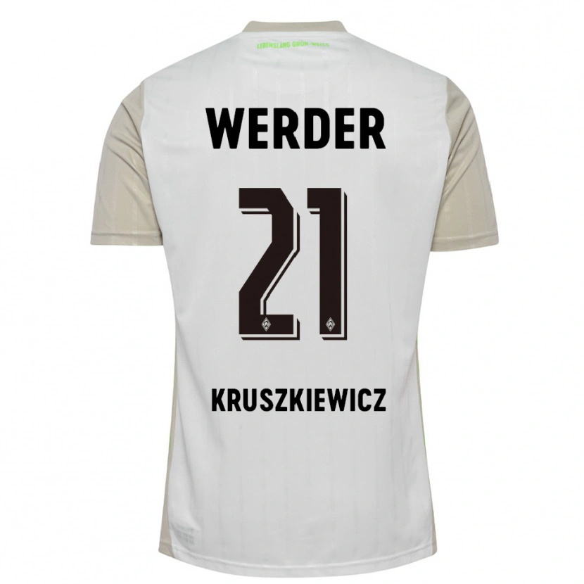 Danxen Niño Camiseta Jakub Kruszkiewicz #21 Blanco Negro 2ª Equipación 2025/26 La Camisa
