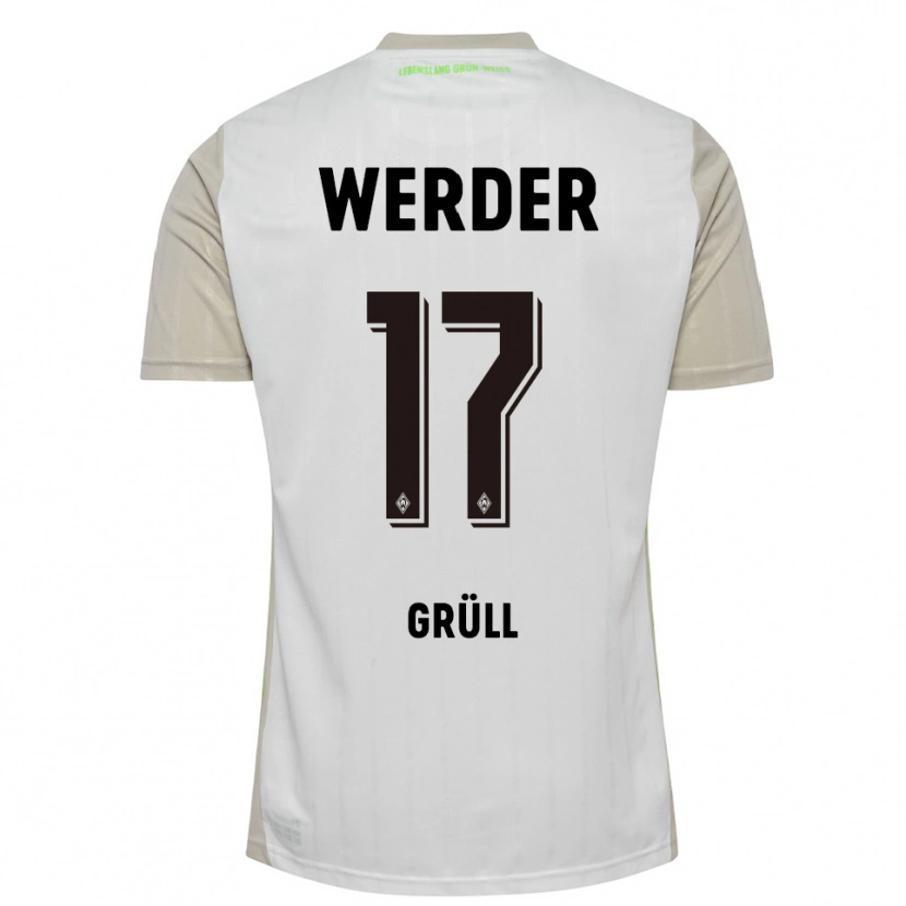 Danxen Niño Camiseta Marco Grüll #17 Blanco Negro 2ª Equipación 2025/26 La Camisa