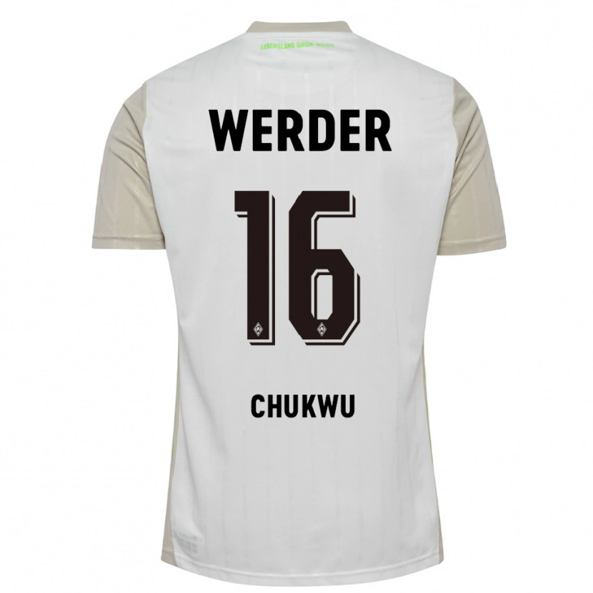 Danxen Niño Camiseta Emmanuel Chukwu #16 Blanco Negro 2ª Equipación 2025/26 La Camisa
