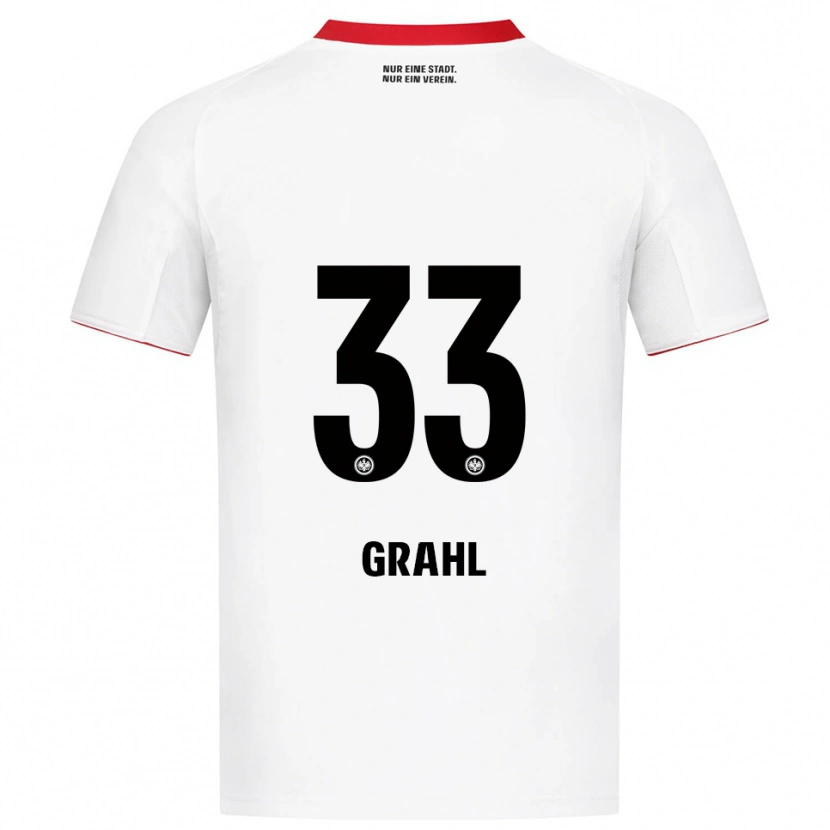 Danxen Niño Camiseta Jens Grahl #33 Blanco Rojo 2ª Equipación 2025/26 La Camisa
