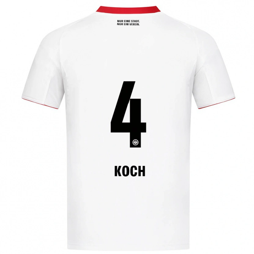 Danxen Niño Camiseta Robin Koch #4 Blanco Rojo 2ª Equipación 2025/26 La Camisa