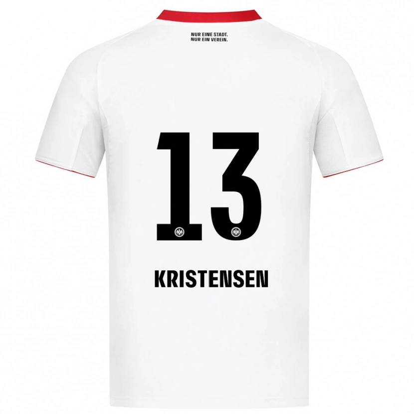 Danxen Niño Camiseta Rasmus Kristensen #13 Blanco Rojo 2ª Equipación 2025/26 La Camisa