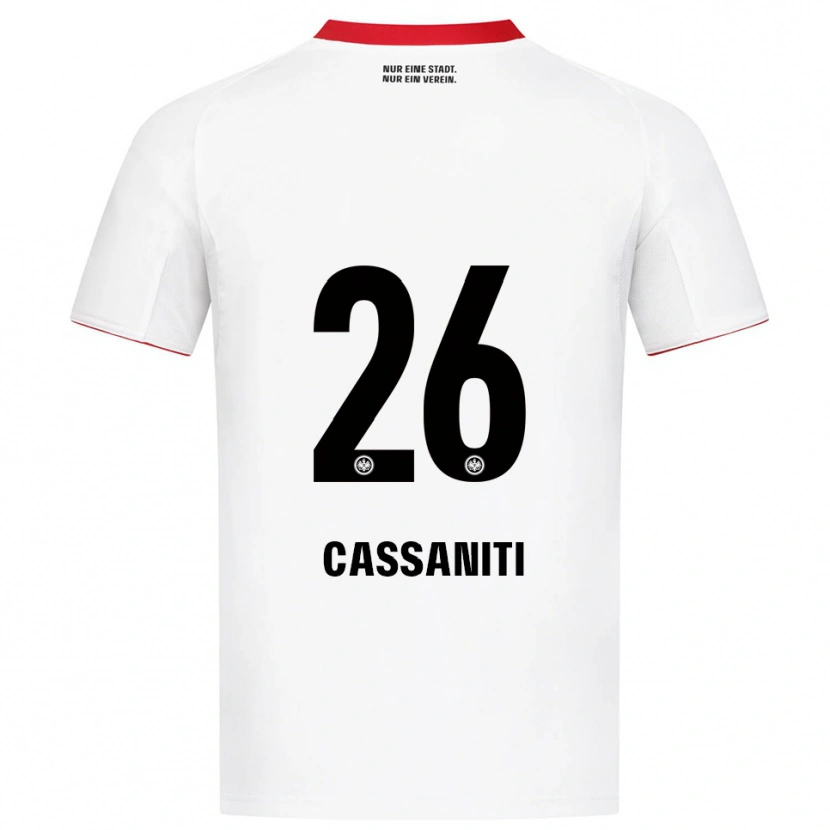Danxen Niño Camiseta Nino Cassaniti #26 Blanco Rojo 2ª Equipación 2025/26 La Camisa