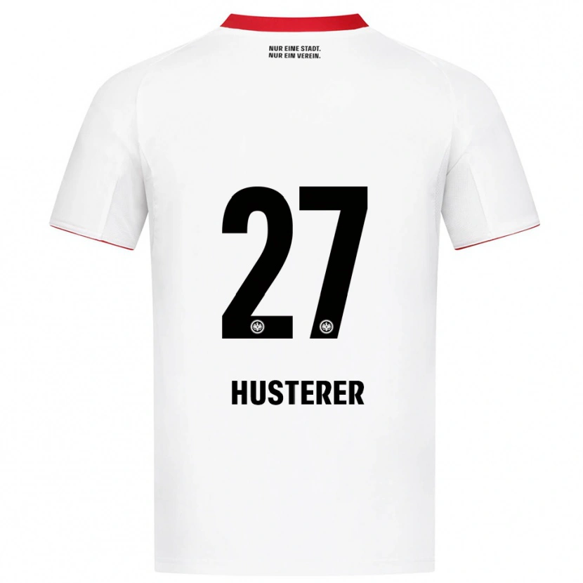 Danxen Niño Camiseta Lean Husterer #27 Blanco Rojo 2ª Equipación 2025/26 La Camisa