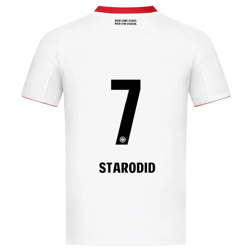 Danxen Niño Camiseta Daniel Starodid #7 Blanco Rojo 2ª Equipación 2025/26 La Camisa