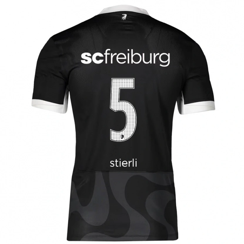 Danxen Niño Camiseta Julia Stierli #5 Negro Blanco 2ª Equipación 2025/26 La Camisa
