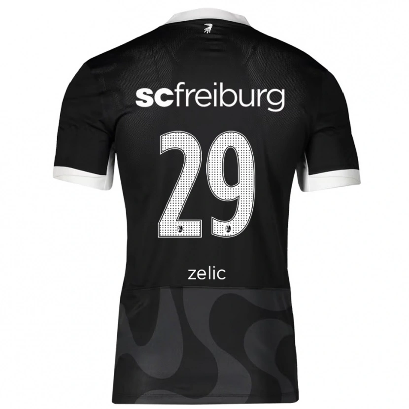 Danxen Niño Camiseta Mateo Zelic #29 Negro Blanco 2ª Equipación 2025/26 La Camisa