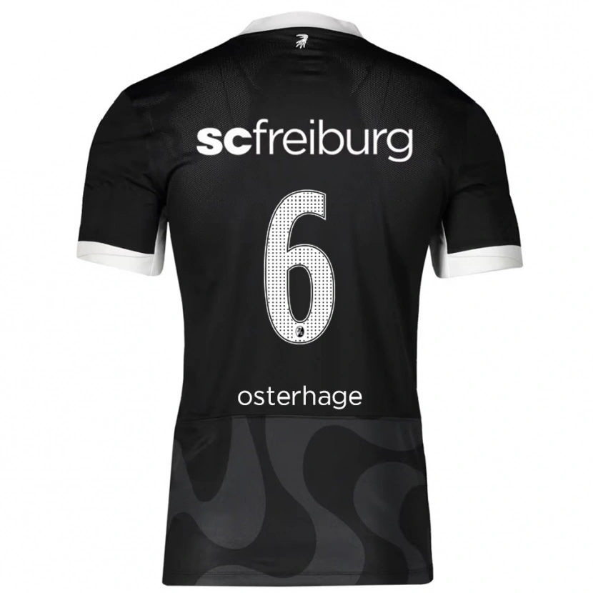 Danxen Niño Camiseta Patrick Osterhage #6 Negro Blanco 2ª Equipación 2025/26 La Camisa