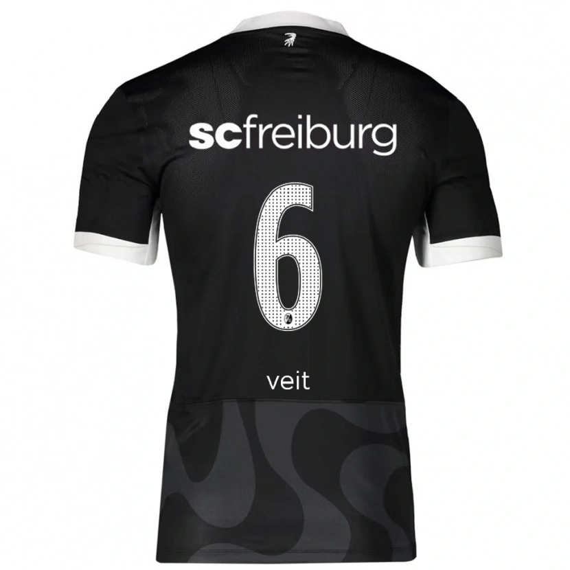 Danxen Niño Camiseta Jannik Veit #6 Negro Blanco 2ª Equipación 2025/26 La Camisa