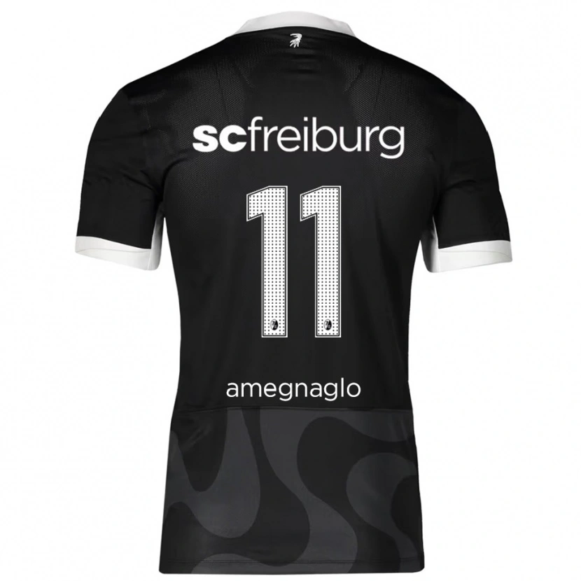 Danxen Niño Camiseta David Amegnaglo #11 Negro Blanco 2ª Equipación 2025/26 La Camisa