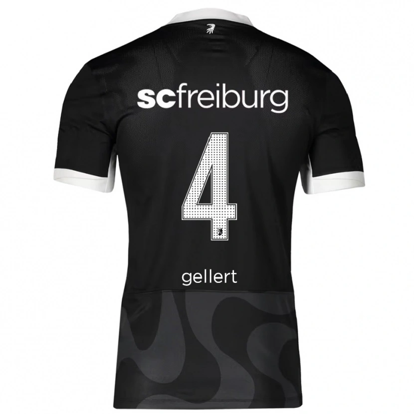 Danxen Niño Camiseta Fabian Gellert #4 Negro Blanco 2ª Equipación 2025/26 La Camisa