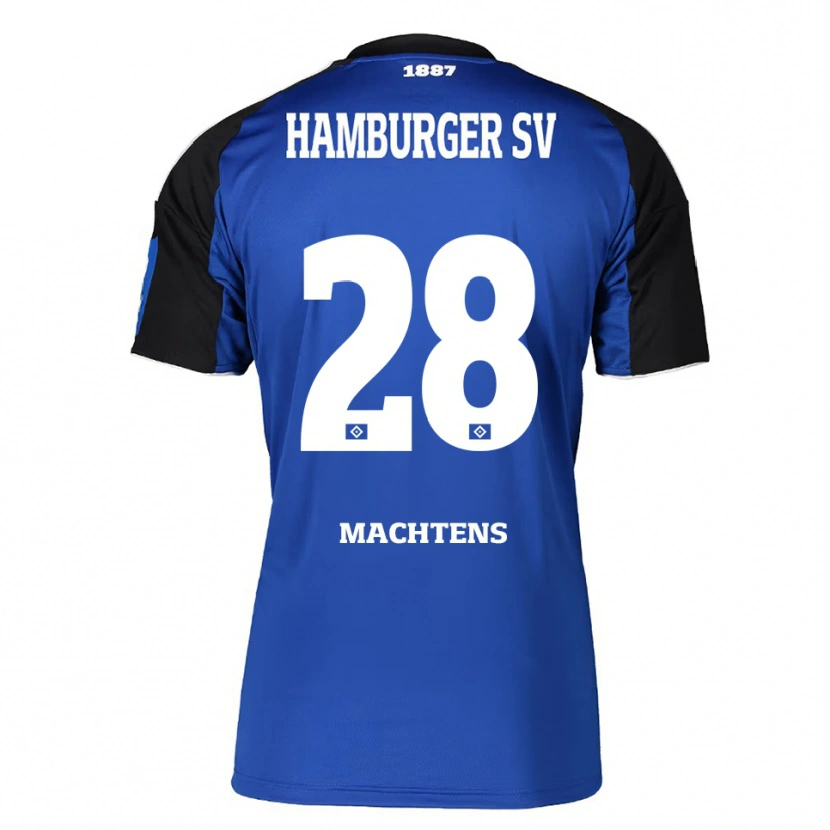 Danxen Niño Camiseta Pauline Machtens #28 Azul Negro 2ª Equipación 2025/26 La Camisa