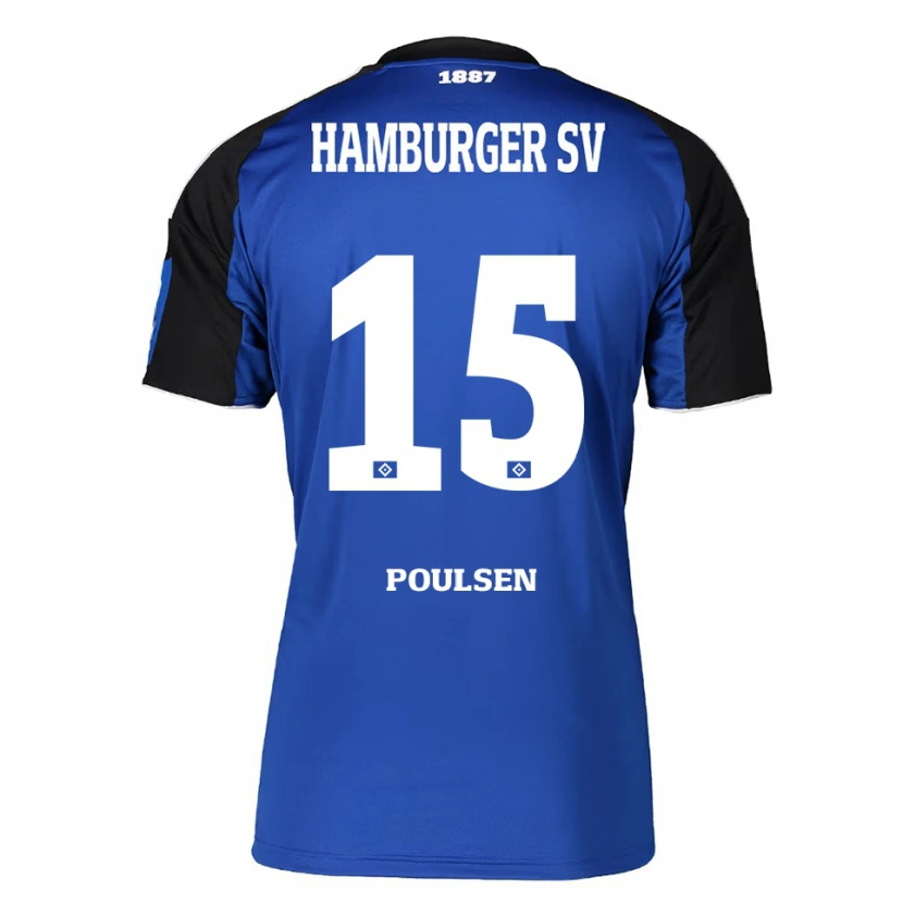 Danxen Niño Camiseta Yussuf Poulsen #15 Azul Negro 2ª Equipación 2025/26 La Camisa