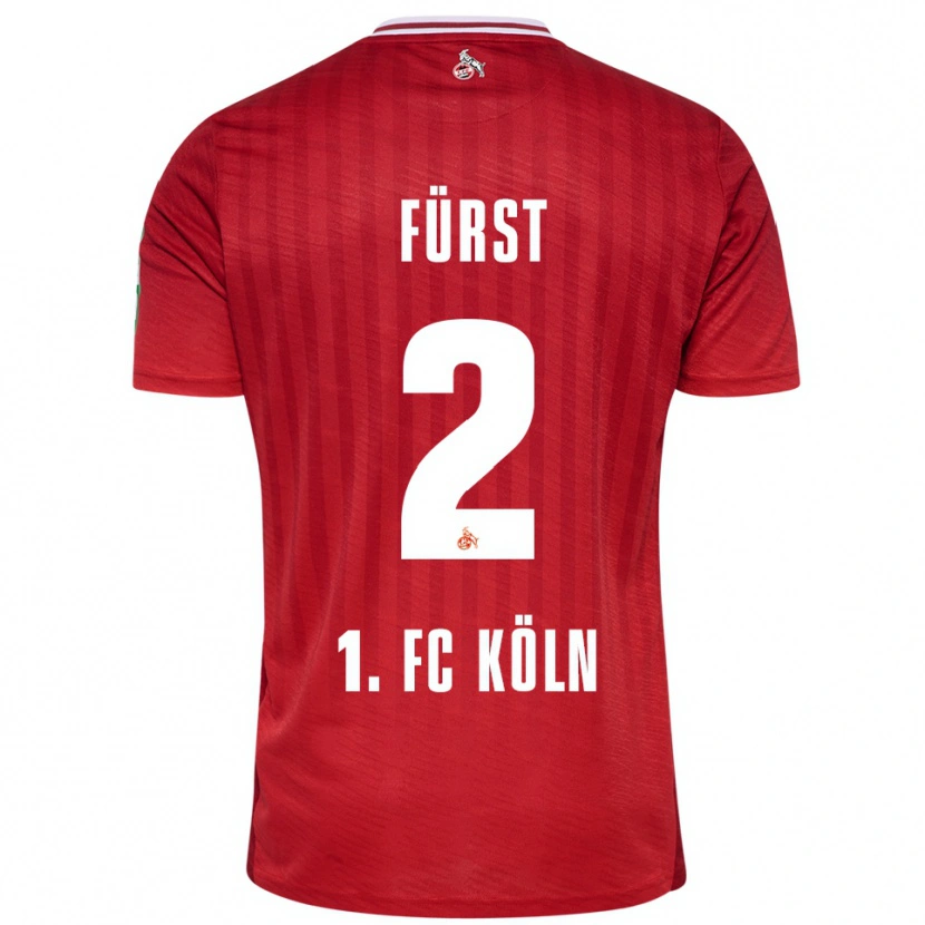 Danxen Niño Camiseta David Fürst #2 Rojo Blanco 2ª Equipación 2025/26 La Camisa
