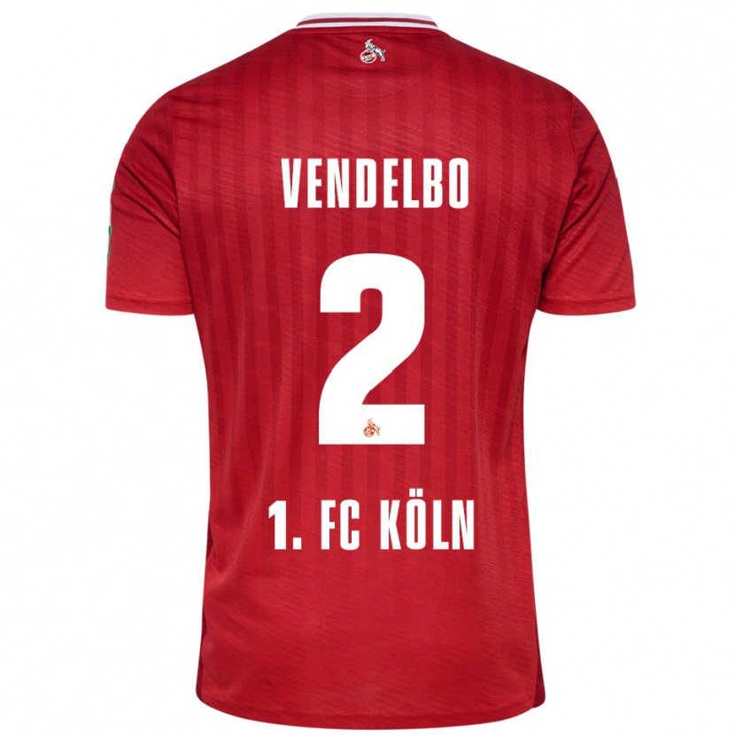 Danxen Niño Camiseta Sofie Vendelbo #2 Rojo Blanco 2ª Equipación 2025/26 La Camisa