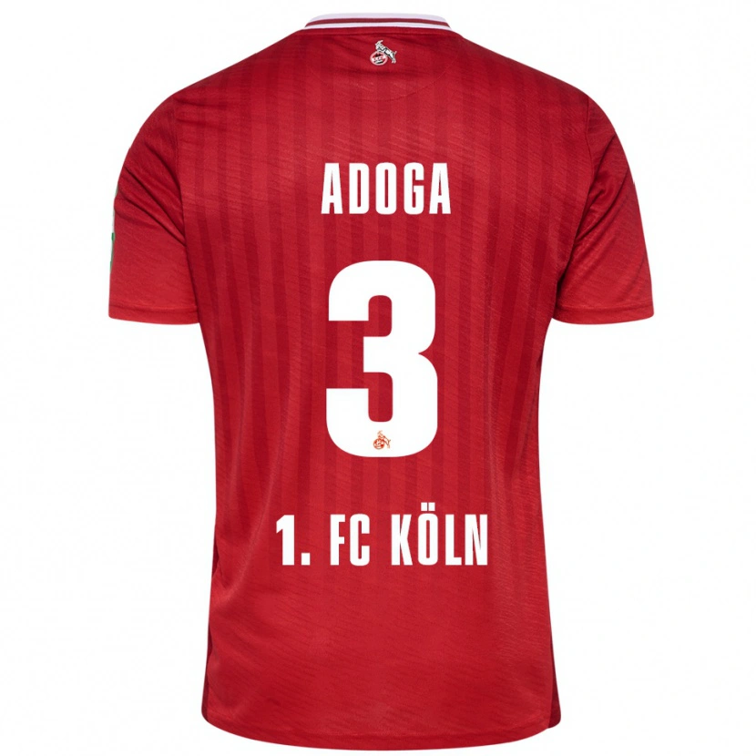 Danxen Niño Camiseta Brian Adoga #3 Rojo Blanco 2ª Equipación 2025/26 La Camisa