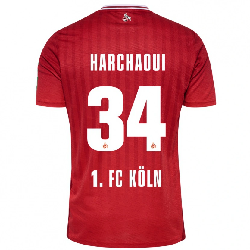 Danxen Niño Camiseta Fayssal Harchaoui #34 Rojo Blanco 2ª Equipación 2025/26 La Camisa