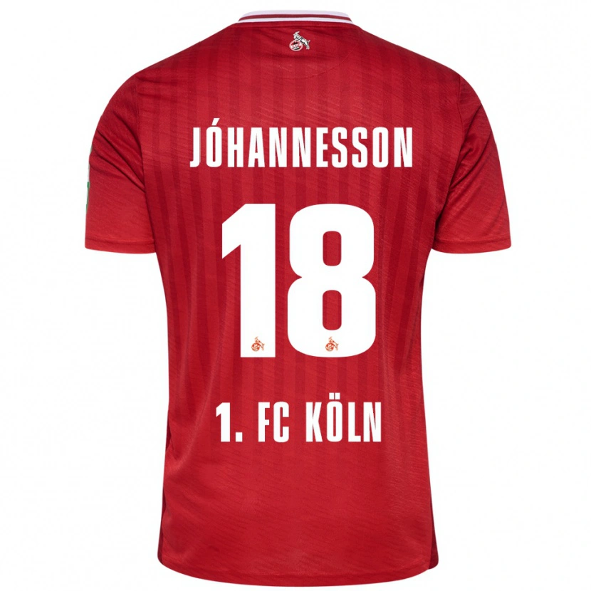 Danxen Niño Camiseta Ísak Jóhannesson #18 Rojo Blanco 2ª Equipación 2025/26 La Camisa