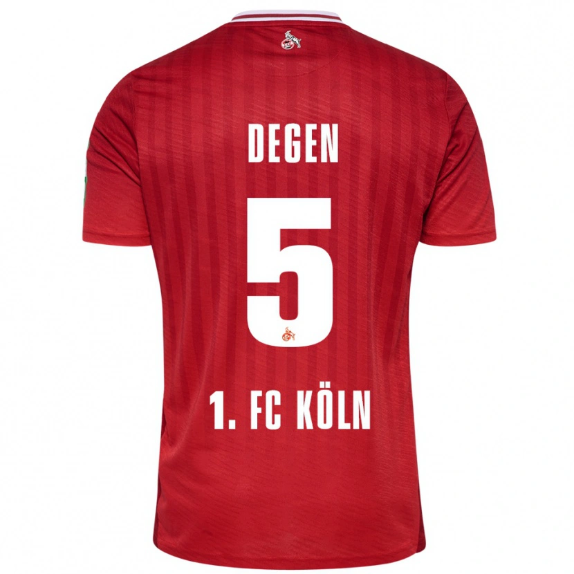 Danxen Niño Camiseta Celina Degen #5 Rojo Blanco 2ª Equipación 2025/26 La Camisa