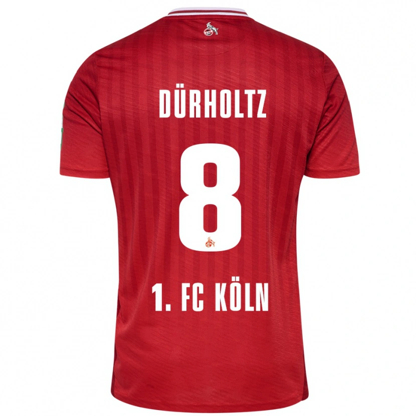 Danxen Niño Camiseta Luca Dürholtz #8 Rojo Blanco 2ª Equipación 2025/26 La Camisa