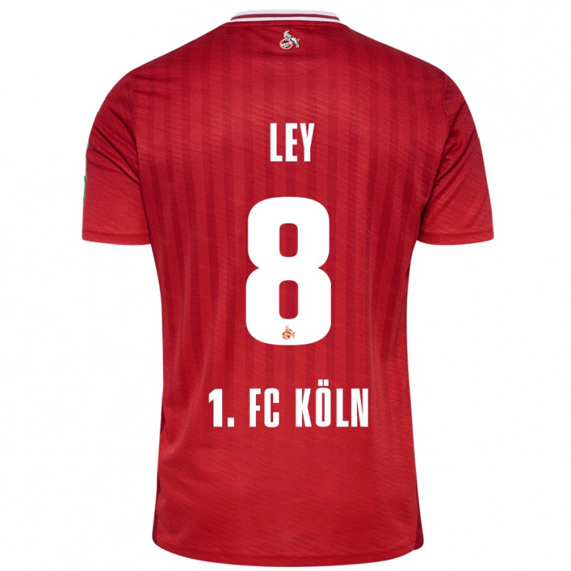 Danxen Niño Camiseta Benjamin Ley #8 Rojo Blanco 2ª Equipación 2025/26 La Camisa