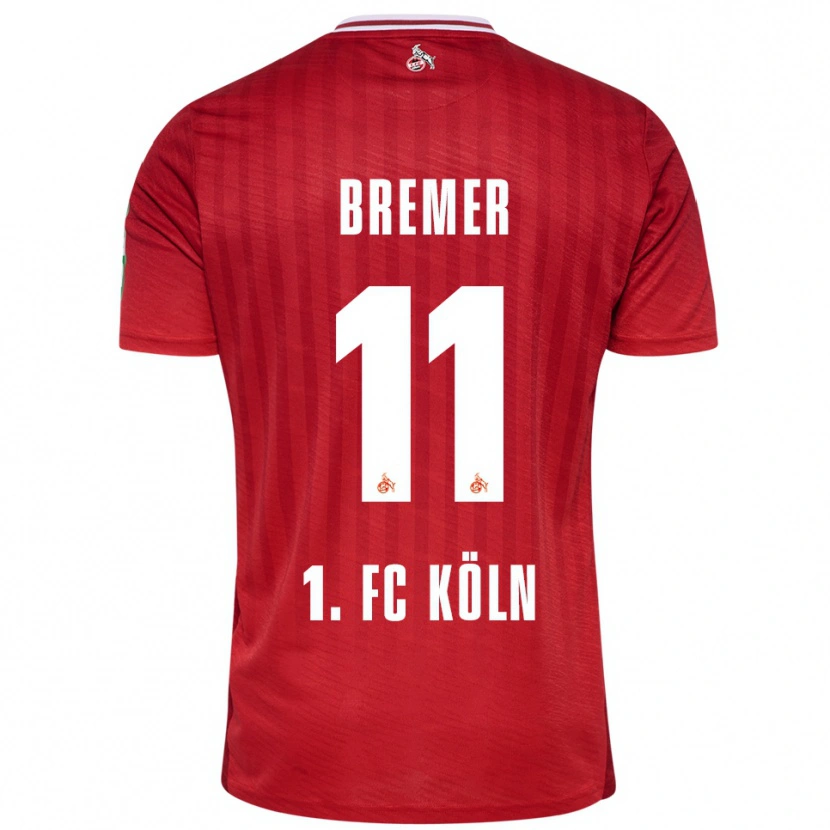 Danxen Niño Camiseta Pauline Bremer #11 Rojo Blanco 2ª Equipación 2025/26 La Camisa