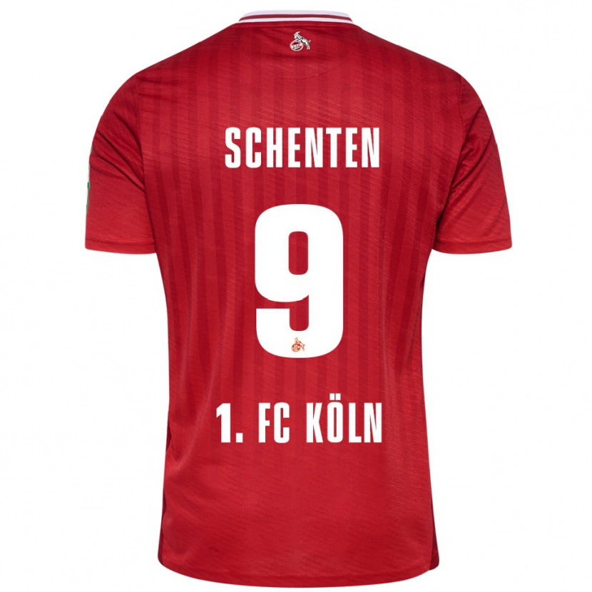 Danxen Niño Camiseta Fynn Schenten #9 Rojo Blanco 2ª Equipación 2025/26 La Camisa
