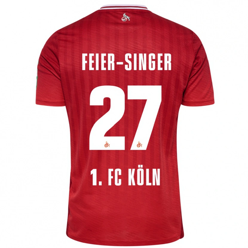 Danxen Niño Camiseta Laura Feier-Singer #27 Rojo Blanco 2ª Equipación 2025/26 La Camisa