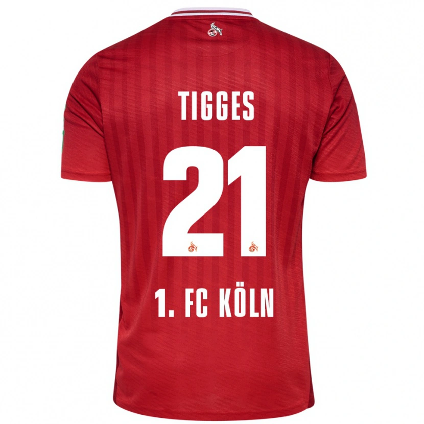 Danxen Niño Camiseta Steffen Tigges #21 Rojo Blanco 2ª Equipación 2025/26 La Camisa