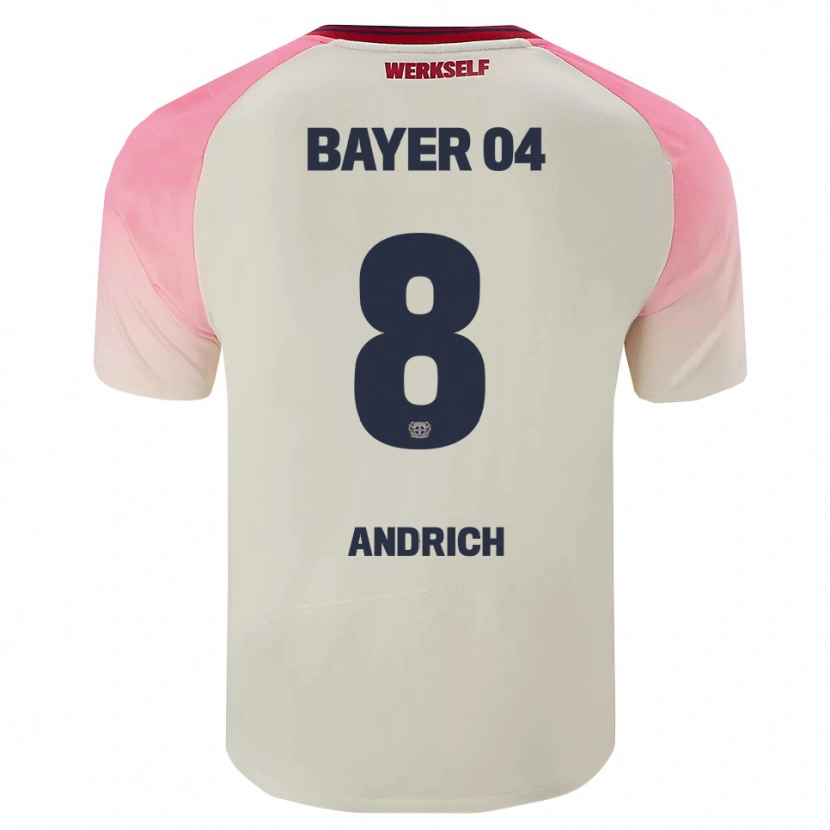 Danxen Niño Camiseta Robert Andrich #8 Rosa Blanquecino 2ª Equipación 2025/26 La Camisa