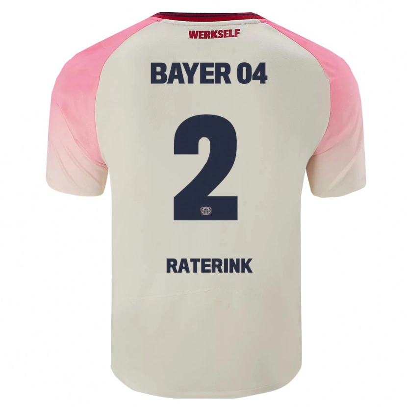 Danxen Niño Camiseta Othniël Raterink #2 Rosa Blanquecino 2ª Equipación 2025/26 La Camisa