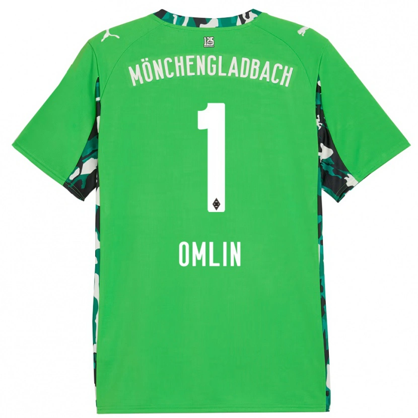 Danxen Niño Camiseta Jonas Omlin #1 Verde Negro 2ª Equipación 2025/26 La Camisa