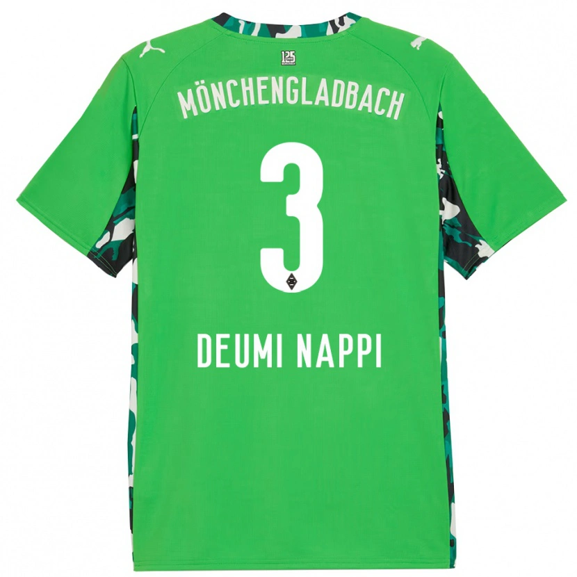 Danxen Niño Camiseta Dimitrie Deumi Nappi #3 Verde Negro 2ª Equipación 2025/26 La Camisa