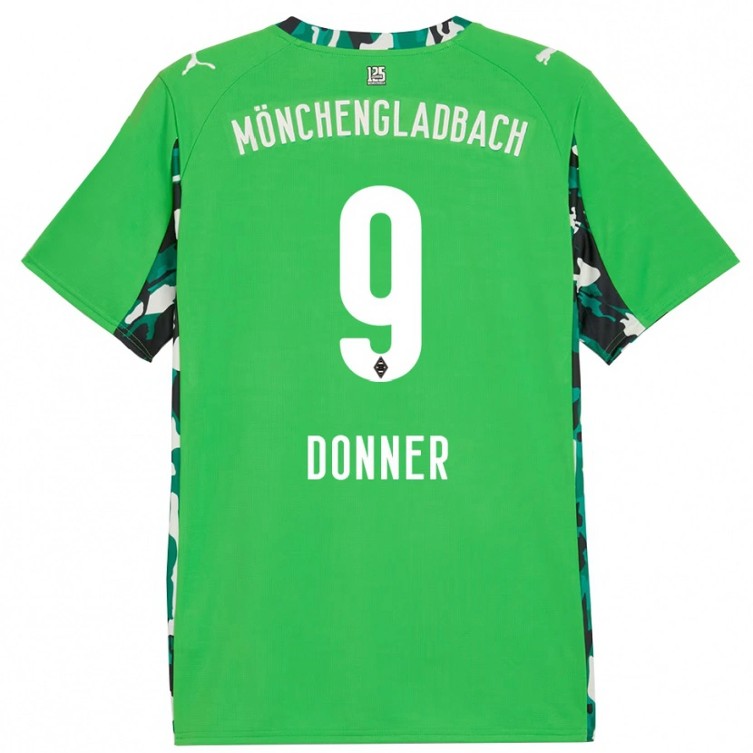 Danxen Niño Camiseta Maximilian Donner #9 Verde Negro 2ª Equipación 2025/26 La Camisa