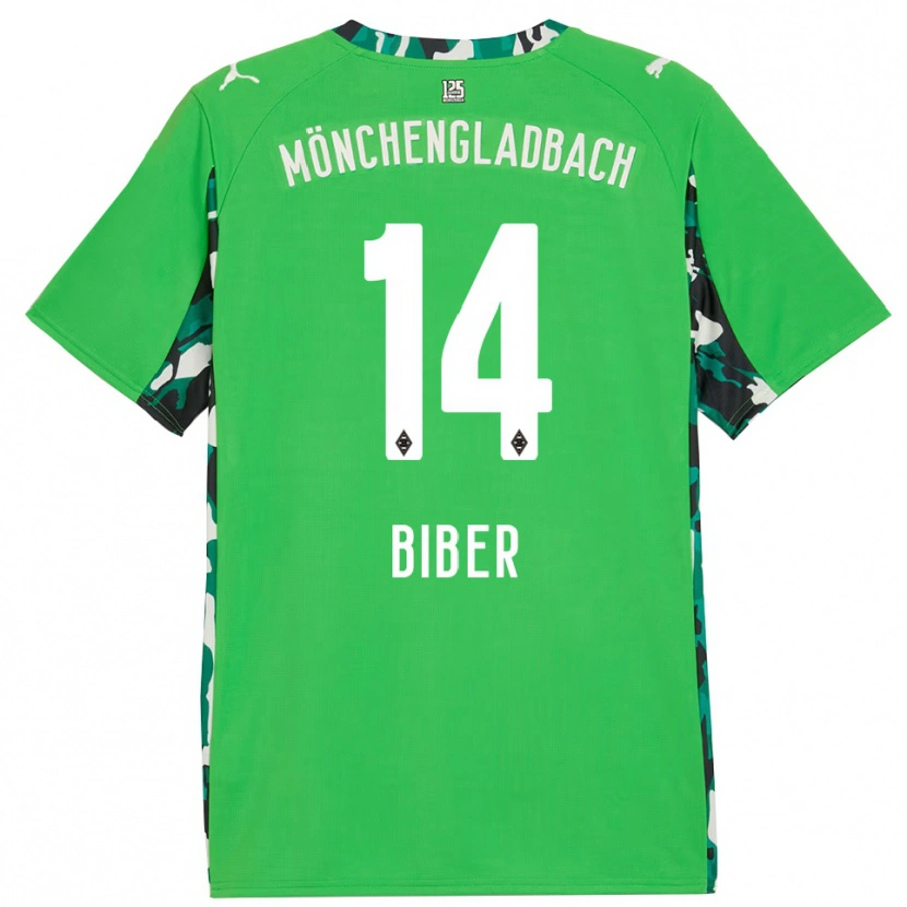 Danxen Niño Camiseta Edin Biber #14 Verde Negro 2ª Equipación 2025/26 La Camisa