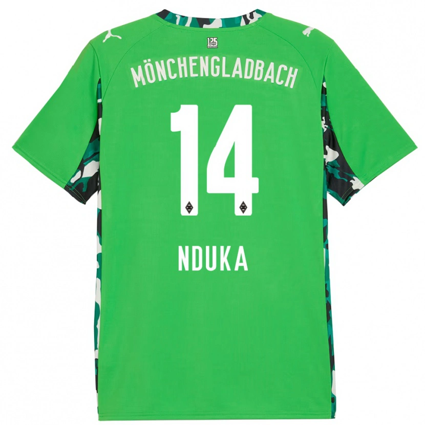Danxen Niño Camiseta Michael Nduka #14 Verde Negro 2ª Equipación 2025/26 La Camisa