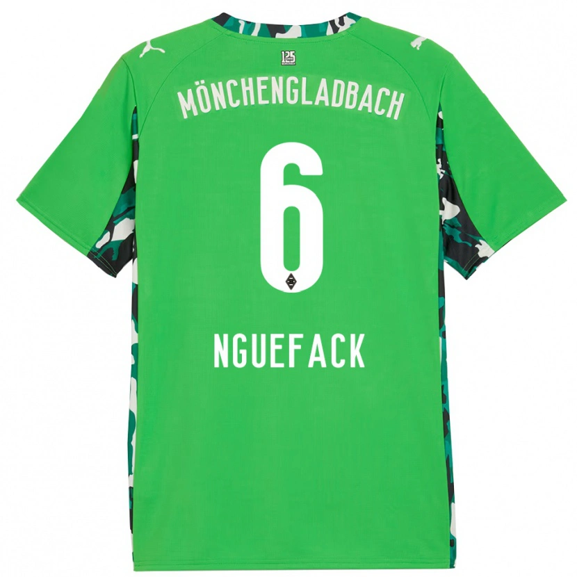 Danxen Niño Camiseta Mathieu Nguefack #6 Verde Negro 2ª Equipación 2025/26 La Camisa