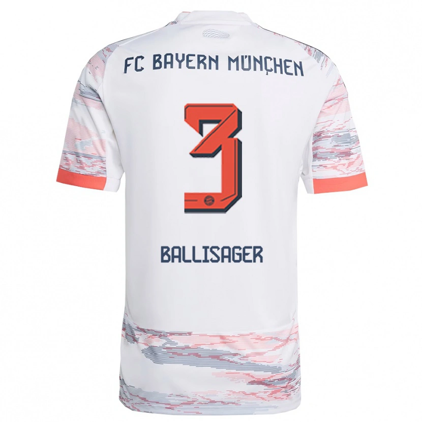 Danxen Niño Camiseta Stine Ballisager #3 Blanco Gris 2ª Equipación 2025/26 La Camisa