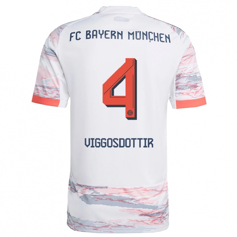 Danxen Niño Camiseta Glódís Perla Viggósdóttir #4 Blanco Gris 2ª Equipación 2025/26 La Camisa