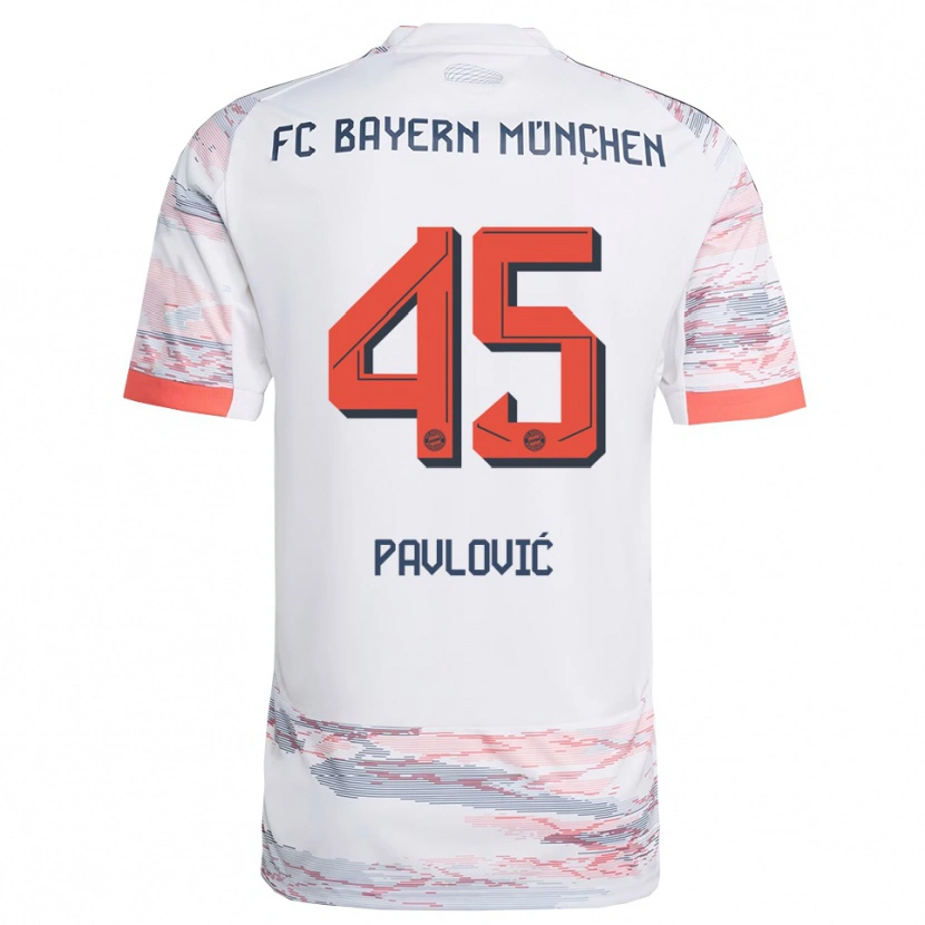Danxen Niño Camiseta Aleksandar Pavlovic #45 Blanco Gris 2ª Equipación 2025/26 La Camisa