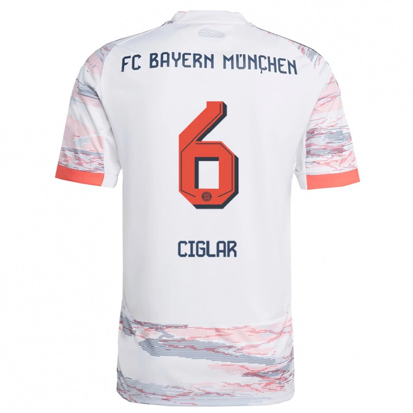 Danxen Niño Camiseta Roko Ciglar #6 Blanco Gris 2ª Equipación 2025/26 La Camisa