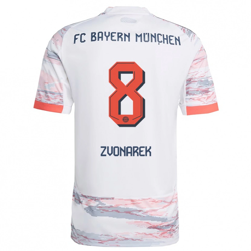 Danxen Niño Camiseta Lovro Zvonarek #8 Blanco Gris 2ª Equipación 2025/26 La Camisa