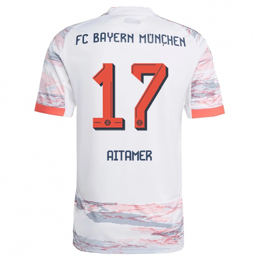 Danxen Niño Camiseta Younes Aitamer #17 Blanco Gris 2ª Equipación 2025/26 La Camisa