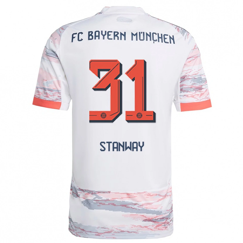 Danxen Niño Camiseta Georgia Stanway #31 Blanco Gris 2ª Equipación 2025/26 La Camisa