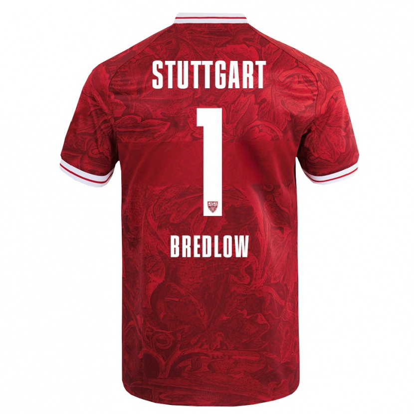 Danxen Niño Camiseta Fabian Bredlow #1 Rojo Negro 2ª Equipación 2025/26 La Camisa