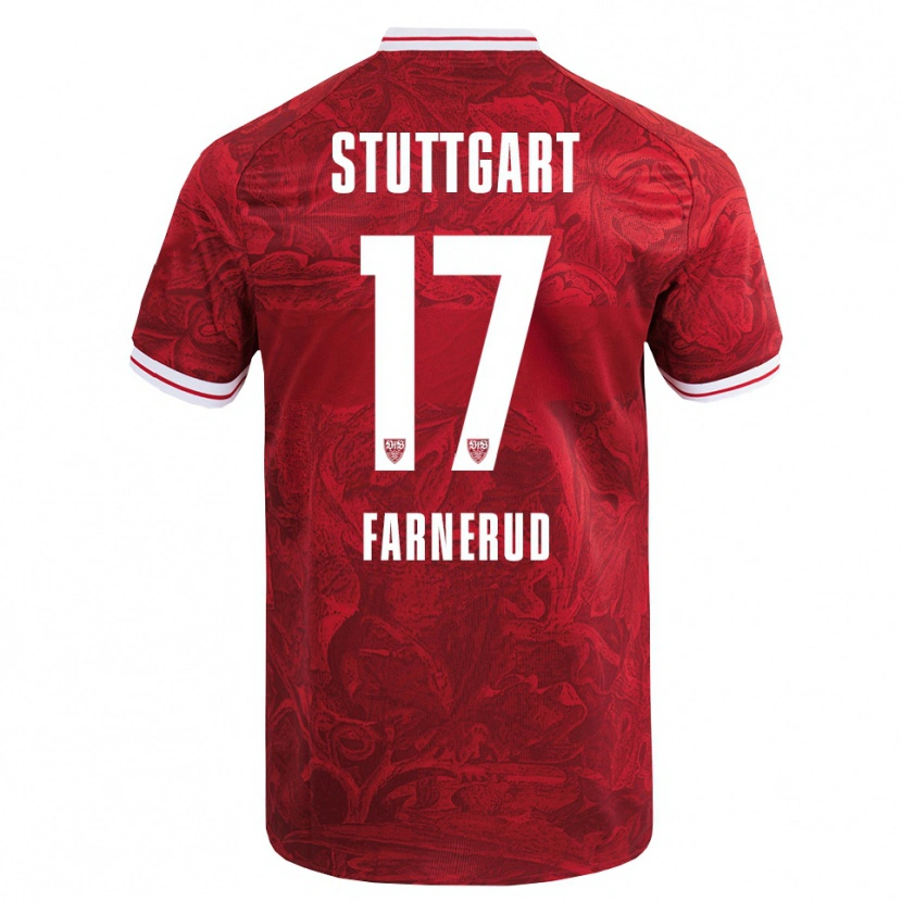 Danxen Niño Camiseta Colin Farnerud #17 Rojo Negro 2ª Equipación 2025/26 La Camisa